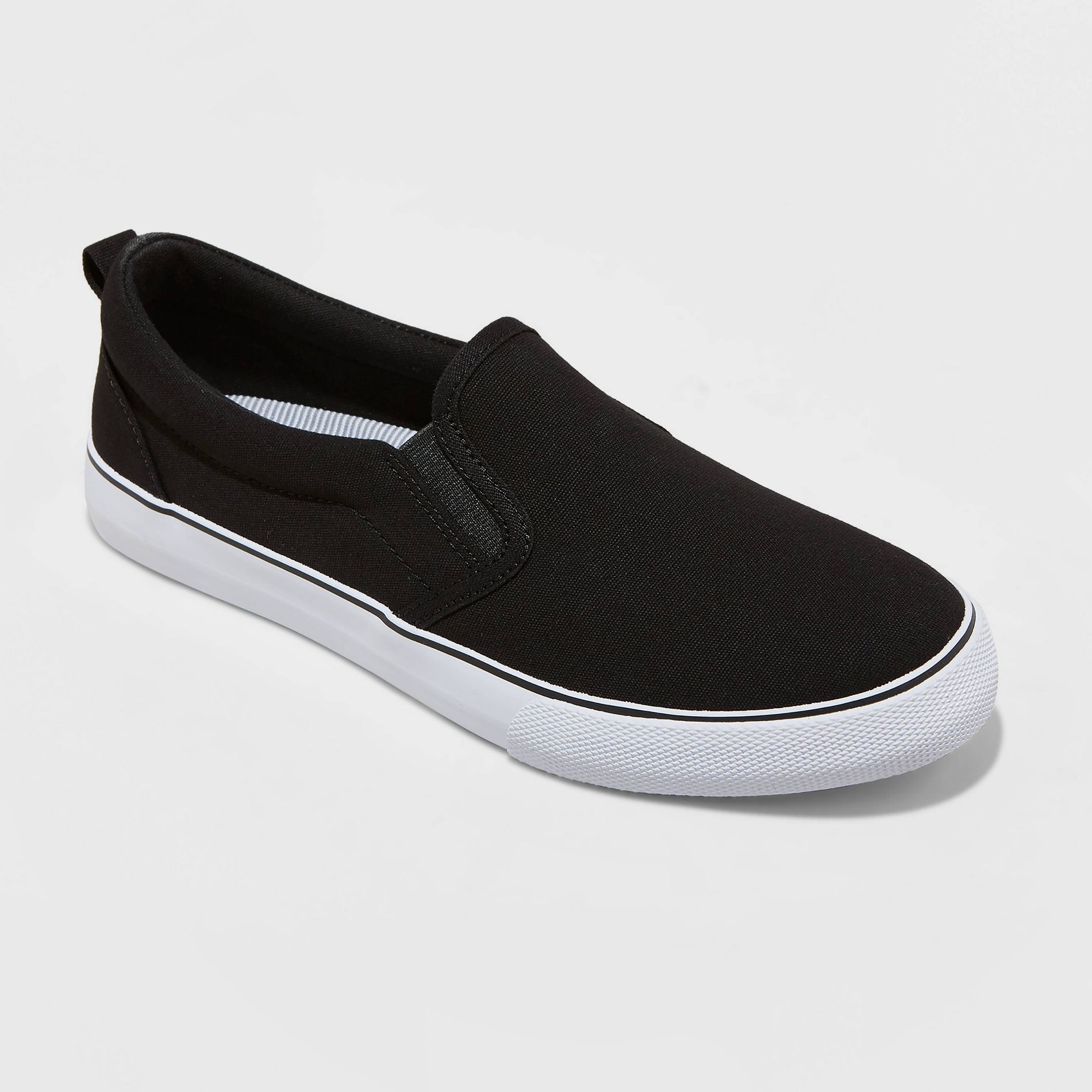 Women's Millie Twin Gore Slip-On Sneakers - A New Day™ Black 5: Canvas, Padded Collar, Closed Round Toe