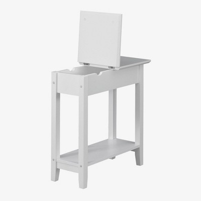 White MDF Rectangular End Table with Charging Station and Storage