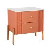 CAVINAS Modern Nightstand with 2 Storage Drawer,Fluted Bedside Table with Golden Metal Handles and Legs,Nightstand for Bedroom - 4 of 4