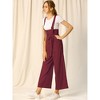 Allegra K Women's High Waist Wide Leg Belted Button Long Overalls Jumpsuit - 2 of 4