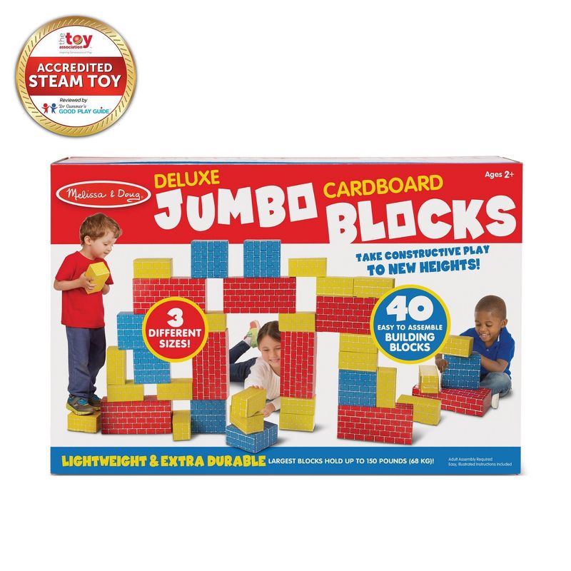 Melissa & Doug Lightweight Jumbo Cardboard Building Block Set - 40pc, 4 of 12