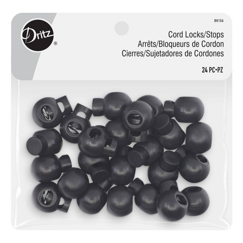 Dritz 24ct Cord Lock Black: Plastic Drawstring Stoppers & Fasteners, 0. ...