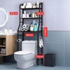 2-Tier Floor-Standing Over Toilet Storage Cabinet, Metal Bathroom Organizer with Removable Towel Hooks and Toilet Paper Holder - 3 of 4
