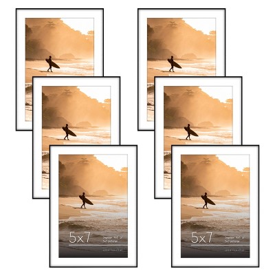 8 Pack 4x6 Picture Frame, Matted to Display 4 x 6 Photo with Mat or 5x7  without Mat for Wall or Tabletop Display, Black 