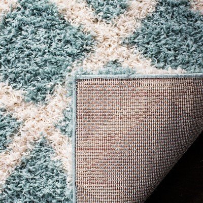 Seafoam and Ivory Synthetic Shag Area Rug, 3' x 5'