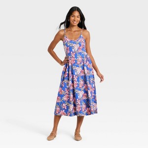 Women's Corset Sundress - A New Day Blue Floral L