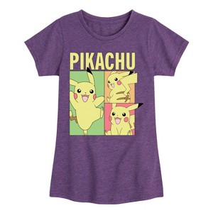 Girls' - Pokémon - Pikachu Pastel Grid Fitted Short Sleeve Graphic T-Shirt - 1 of 4