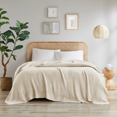 Ivory Twin Knitted Acrylic Machine Washable Blanket