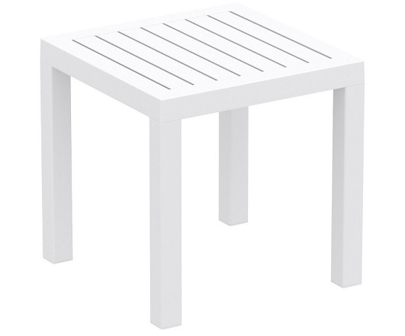 Ocean Square Resin Patio Side Table in White - Compamia