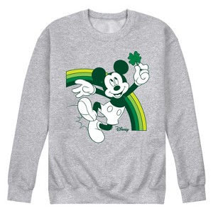 Men's - Disney - Mickey Green Rainbow Graphic Fleece Sweatshirt - 1 of 4