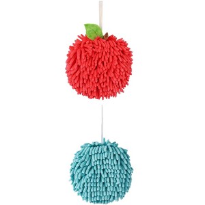 REGALWOVEN 2 Pack Soft Absorbent Chenille Fuzzy Ball Hand Towels for Bathroom Home Decor 6" x 6" - 1 of 4
