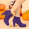 Allegra K Women's Round Toe Side Zip Low Platform Chunky Heel Ankle Booties - 2 of 4