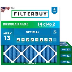 Filterbuy 14x14x2 Air Filter (4-Pack), Pleated MERV 13 Health Defense Replacement HVAC AC Furnace Filters (Actual Size: 13.50 x 13.50 x 1.75) - 1 of 4