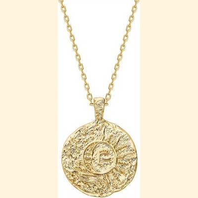 Attop 14K Gold Plated Engraved Coin Pendant Necklaces for Women Bohemian Necklace