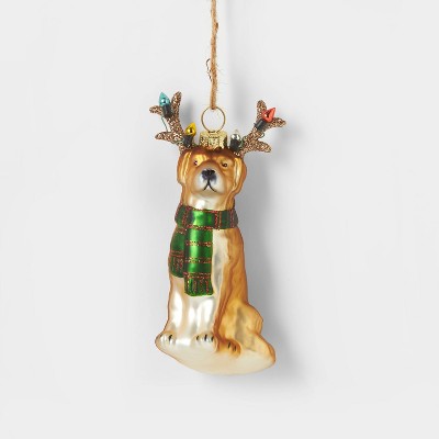 Retriever with Scarf & Antlers Christmas Tree Ornament - Wondershop™