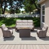 Belord Patio Furniture Set with Firepit, 6-INCH Extra Thick Cushion 4 Pieces Outdoor Patio Furniture Set with Swivel Chairs, Couch, and Firepit Table - 3 of 4