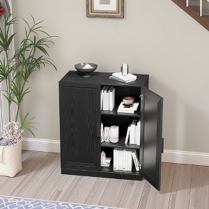 MAYEERTY Freestanding Storage Cabinet Wooden Decorative Cabinets for Home, Office, Small Space, Black, 36*31*16in - 1 of 4