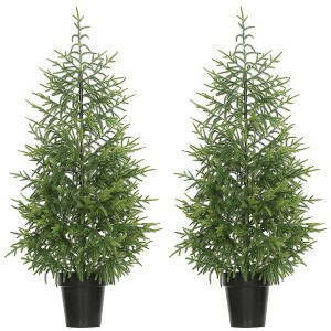 Set of 2 Artificial Christmas Tree, 4 ft Norflok Pine Xmas Tree with 133 Molded Tips and Pot Base, Easy Assembly - 1 of 4