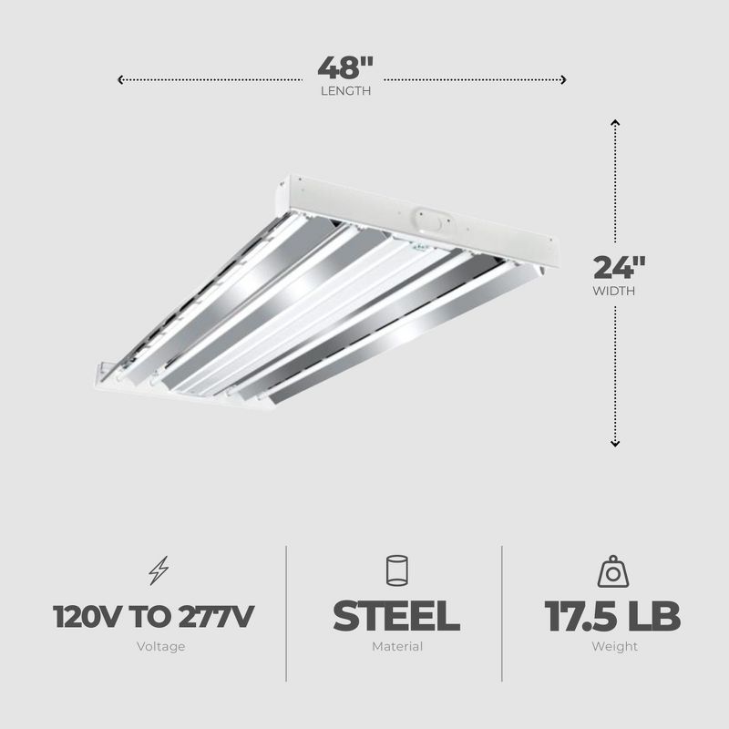 Metalux F Bay HBL 2 x 4 Foot 4 Lamp T5 Commercial Fluorescent Lamp Light Fixture, for Retail, Industrial, and Warehouse Applications, 3 of 7