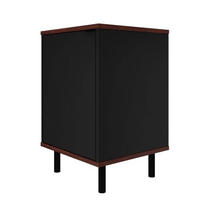 Mosholu Mid-Century 2-Drawer Nightstand in Black and Nut Brown