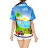 LA LEELA Hawaiian Shirts Womens Casual Summer Beach Party Blouses Short Sleeve Tropical Vacation Tops Dress Shirts Tank Top Women - 4 of 4