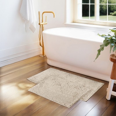 Soft Absorbent Chenille Bath Mat Rug with Anti-Skid Rubber Backing - Becky Cameron