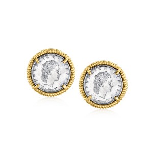 Ross-Simons Italian Genuine 50-Lira Coin Earrings in 18kt Gold Over Sterling - 1 of 3