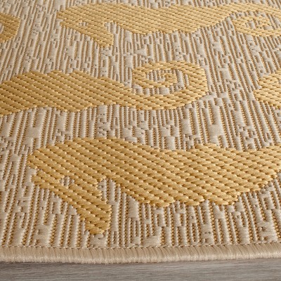 Beige and Yellow Seahorse Indoor/Outdoor Area Rug