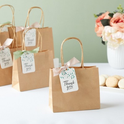 Brown Mini Kraft Paper Gift Bags with Handles, 50 Pack
