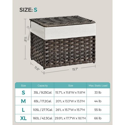 Brown Woven Storage Basket with Lid and Removable Liner