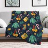 FIONECA Christmas Blanket with Christmas Sweater Stocking Candle Candy Cane and Gift Pattern Dark Blue Background 30x40 inches - 3 of 4