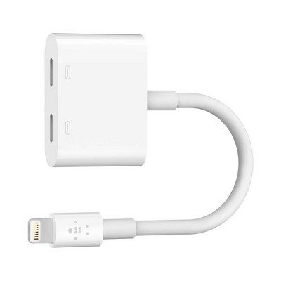 Belkin RockStar 3.5mm Audio to TPU Lightning Audio &  Charging Adapter - White