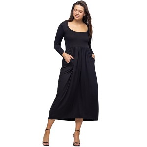 24seven Comfort Apparel Long Sleeve Empire Waist Pocket Maxi Dress - 1 of 4
