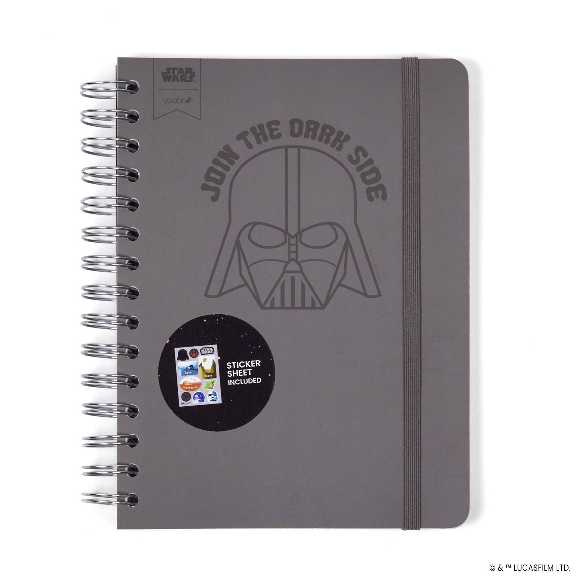 Yoobi Star Wars Journal 6"x8" Spiral with Elastic Band Darth Vader, School Supplies