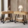 Lantine End Side Table for Living Room, Narrow Couch Side Table, Small Bedside Nightstand for Bedroom, Small Spaces, Natural - 2 of 4