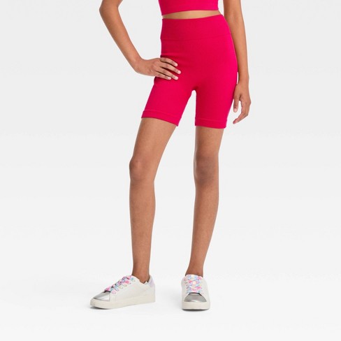 target white biker shorts
