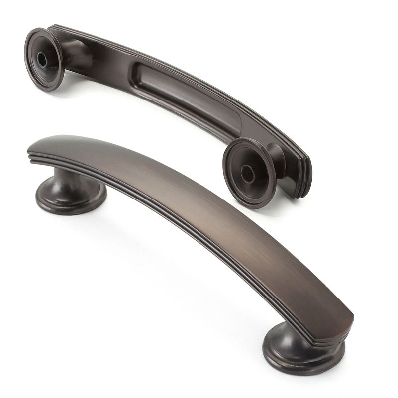 Cauldham Solid Kitchen Cabinet Arch Pulls Handles (3-3/4" Hole Centers) - Curved Drawer/Door Hardware - Style T750 - Oil Rubbed Bronze, 2 of 6