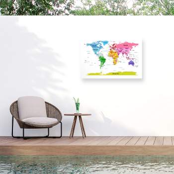 Michael Tompsett World Map for Kids II Outdoor Canvas Art