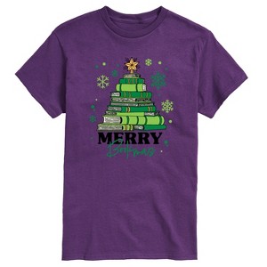 Men's - Instant Message - Merry Bookmas Short Sleeve Graphic T-Shirt - 1 of 4