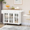 HOMCOM Rolling Kitchen Island with Storage, Utility Kitchen Cart with 2 Drawers, 2 Cupboards, Towel Rack and Spice Rack for Dining Room, White - 3 of 4