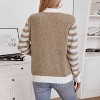Womens Cardigans Rib Knit Color Block Sweater Cardigan with Pockets Front Button Down Ribbed Cuff Sweater - 2 of 4