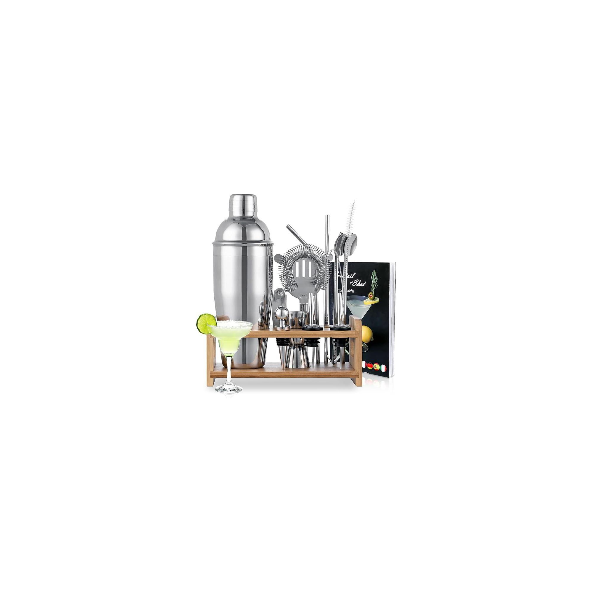 Warmounts Standard Cocktail Shaker Set 15-Piece Bartender Kit Drink Mixer Set For Drink Bar Party Silver