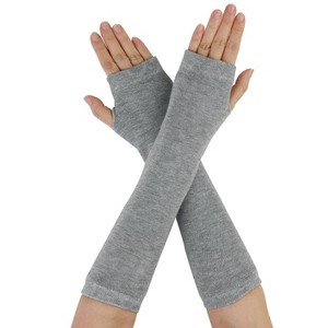 Allegra K Women's Winter Knitted Elbow Long Arm Warmers Fingerless Gloves - 1 of 4