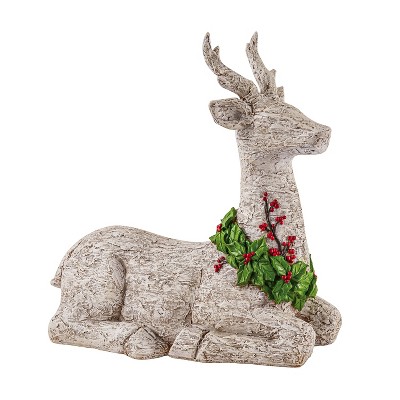 Evergreen 20" Birch & Berries Deer Garden Statuary