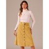 Allegra K Women's High Waist Solid Button Front A-Line Belted Corduroy Midi Skirt - 2 of 4