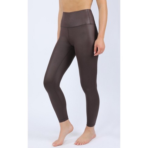 90 Degree By Reflex Interlink Faux Leather High Waist Cire Ankle Legging -  Peppercorn - Medium