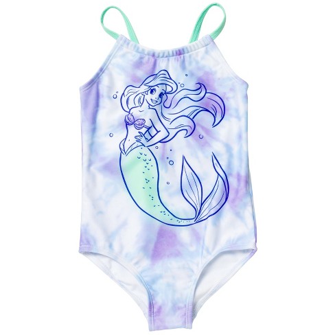 Disney Princess Ariel Big Girls One Piece Bathing Suit Tie Dye Blue 10 12 Target