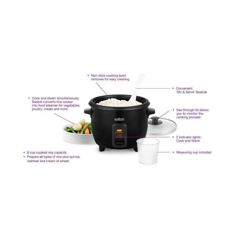 Salton Automatic 6-Cup Rice Cooker, 4 of 6