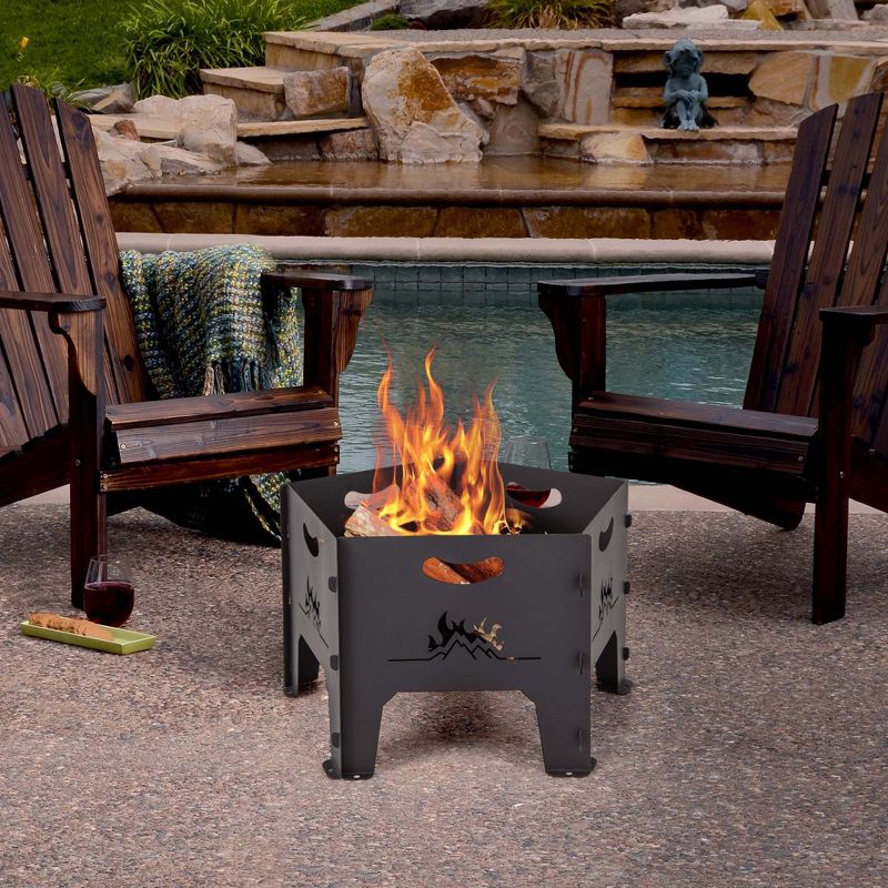 Costway Fire Pit for Outside 19 Inches Collapsible Portable Plug Fire Pit with Storage Bag, 4 of 10