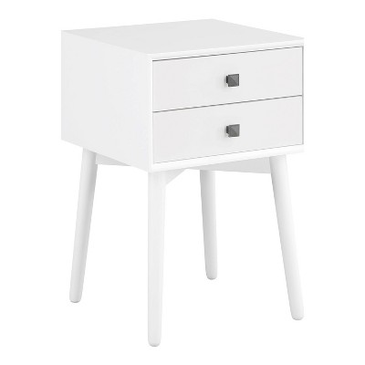 24/7 Shop At Home Norvy 2 Drawer Nightstand White: Mid-century Modern ...